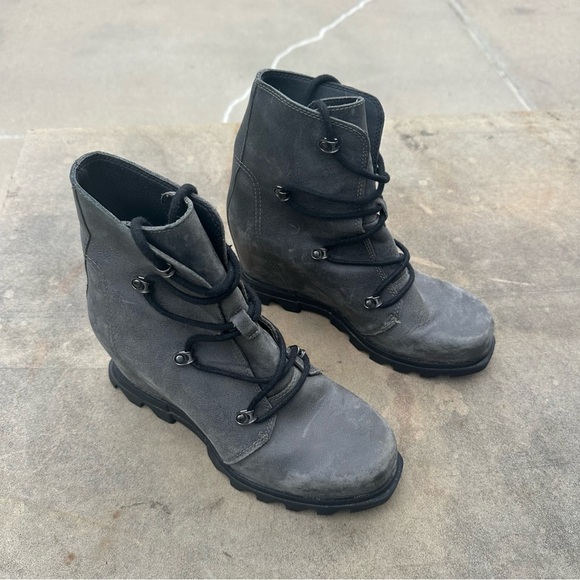 Sorel Joan Of Arctic Wedge III Lace Waterproof Gray Boots Size 9 - Picture 2 of 9